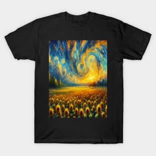 Vincent Van Gogh Inspired Sunflower Garden T-Shirt